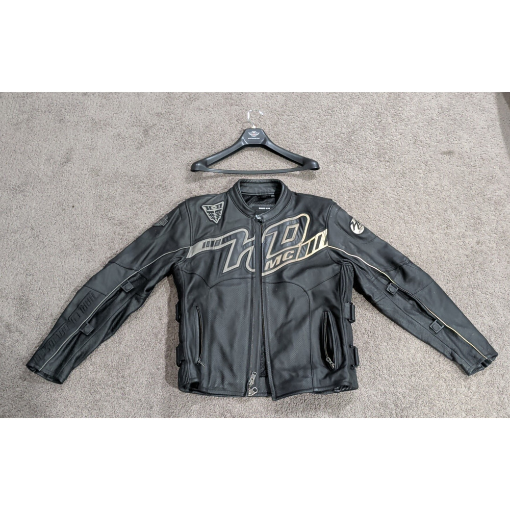 RARE Harley Davidson Leather Jacket Mile Marker HD-MC 3000cc Men Size L hanger